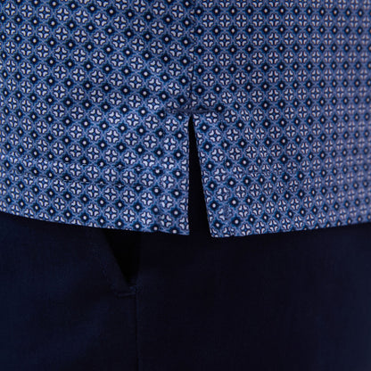 Bugatchi Milo Mosaic OoohCotton® Short-Sleeve Shirt Cobalt