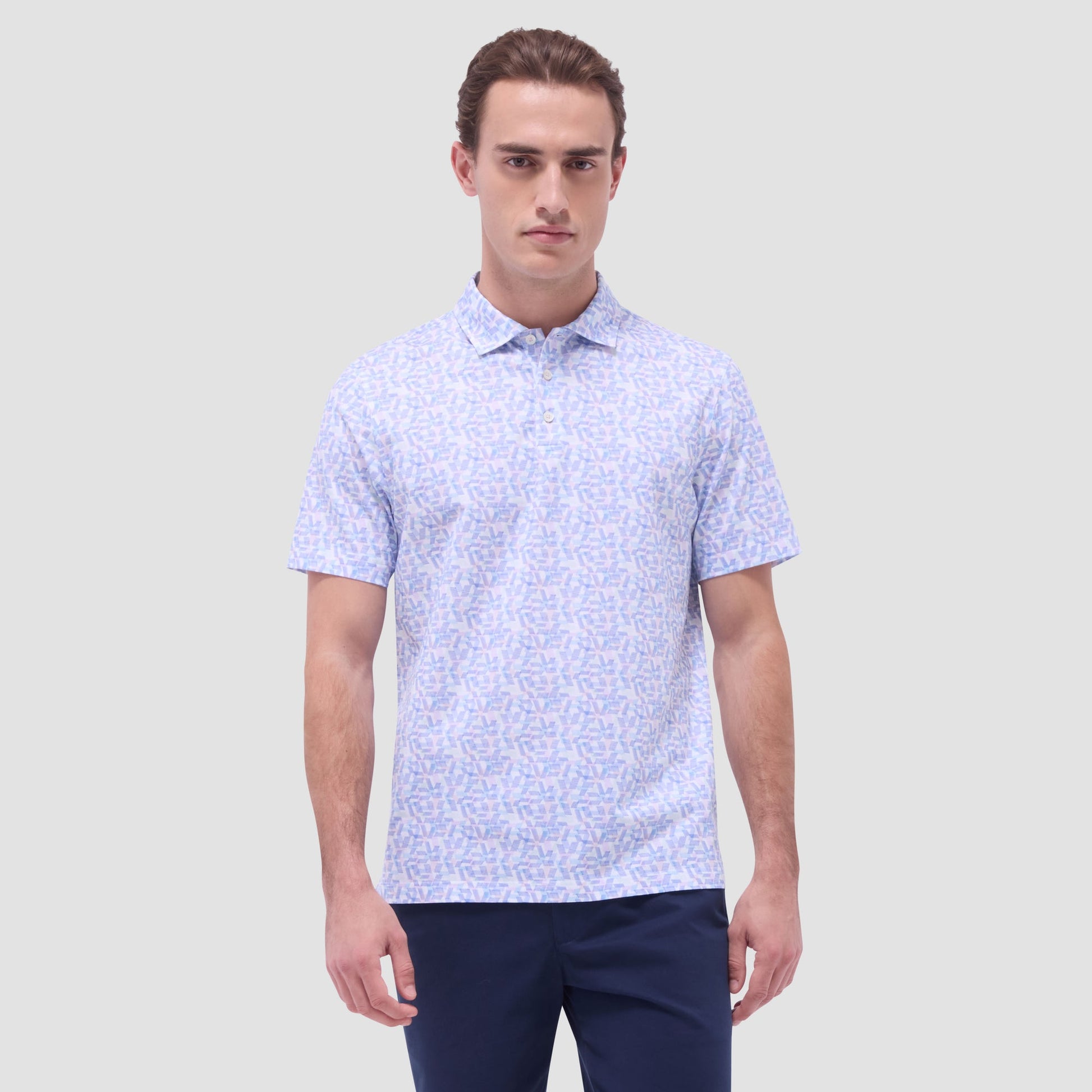 Bugatchi Victor Geometric OoohCotton® Polo Shirt Pink