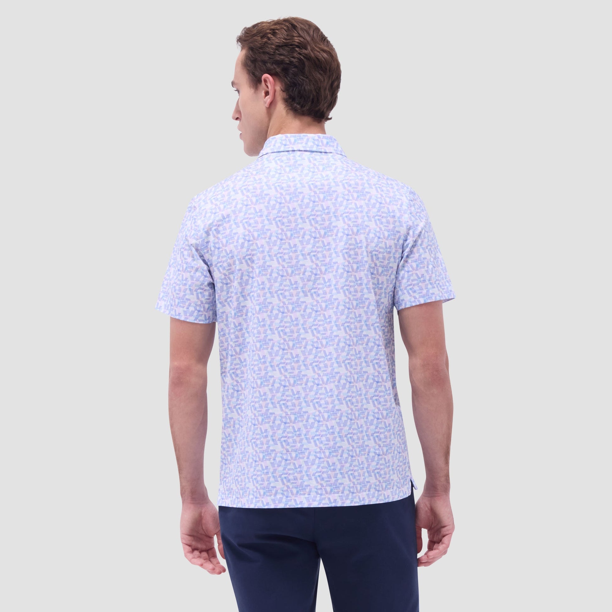 Bugatchi Victor Geometric OoohCotton® Polo Shirt Pink
