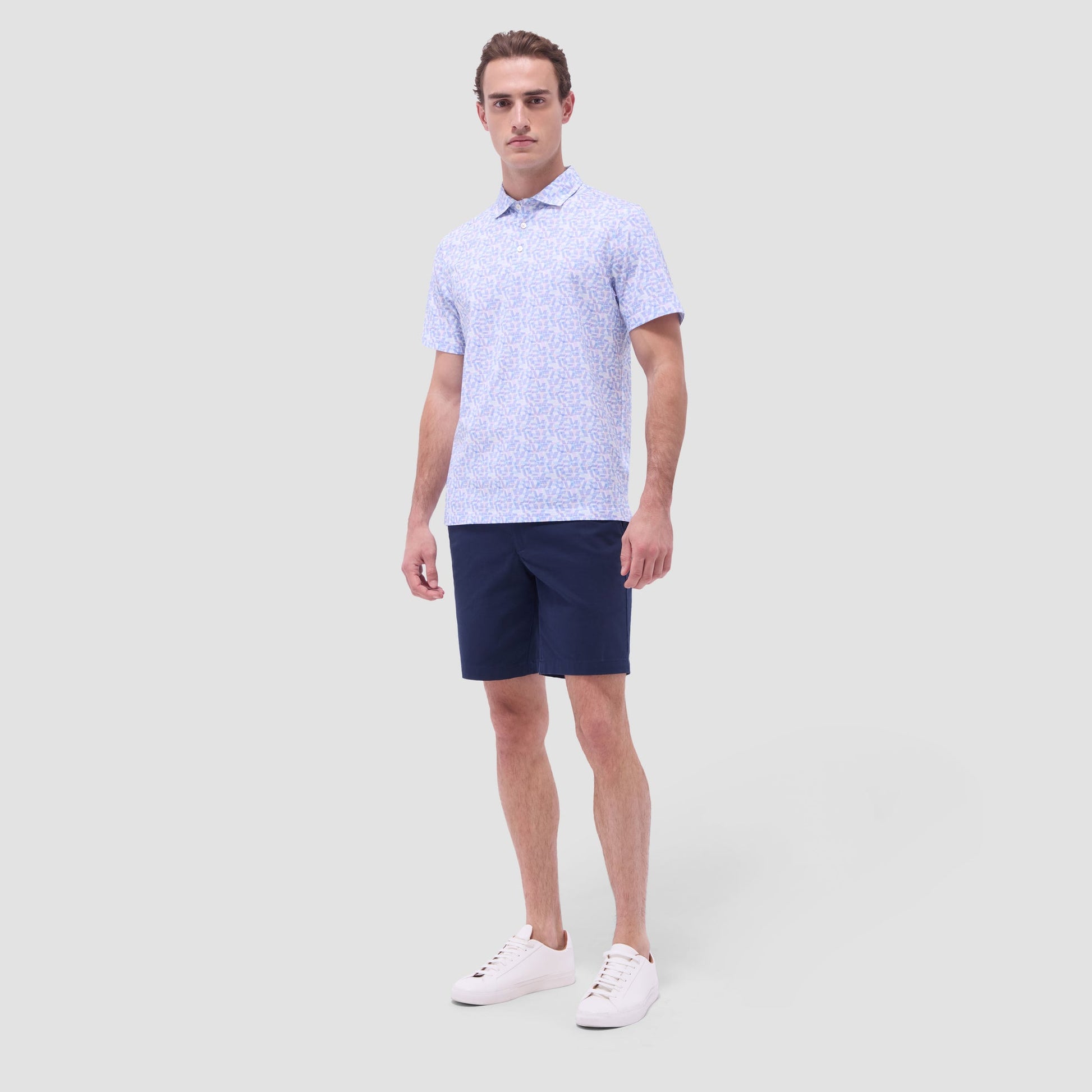 Bugatchi Victor Geometric OoohCotton® Polo Shirt Pink