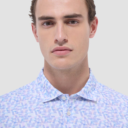 Bugatchi Victor Geometric OoohCotton® Polo Shirt Pink