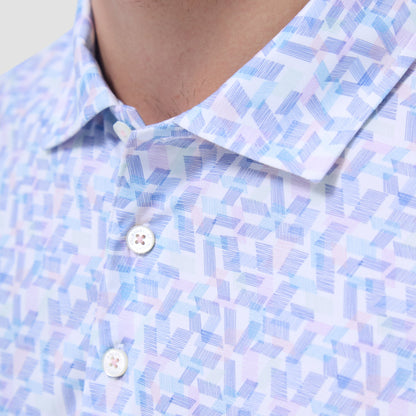 Bugatchi Victor Geometric OoohCotton® Polo Shirt Pink