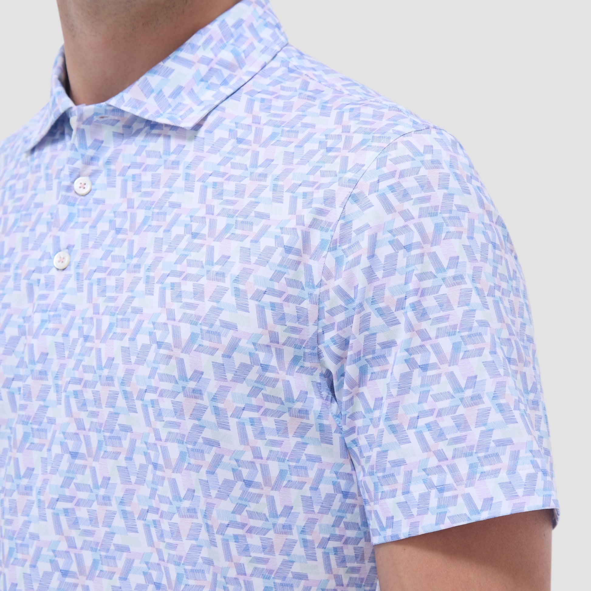 Bugatchi Victor Geometric OoohCotton® Polo Shirt Pink