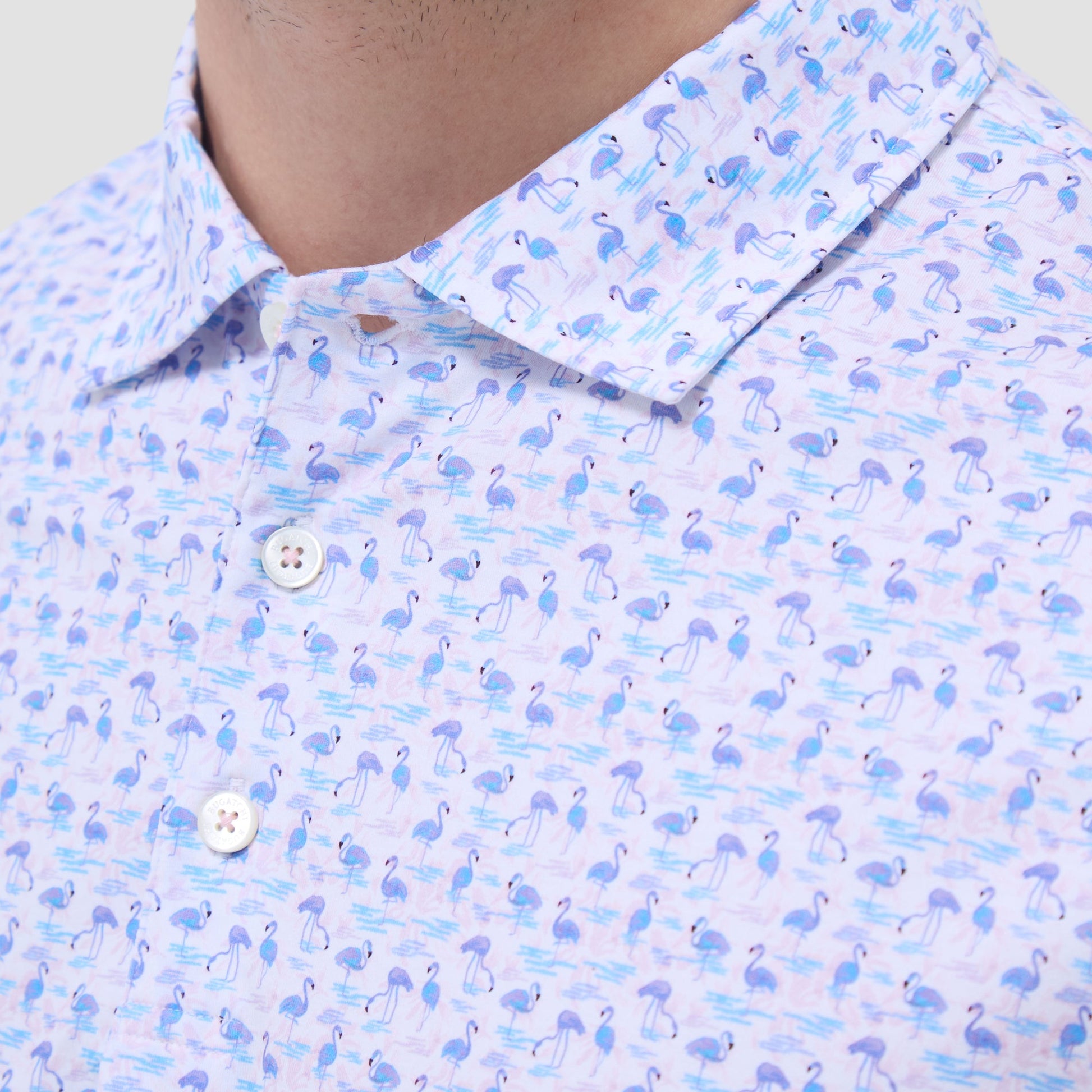 Bugatchi Victor Flamingo OoohCotton® Polo Shirt Pink