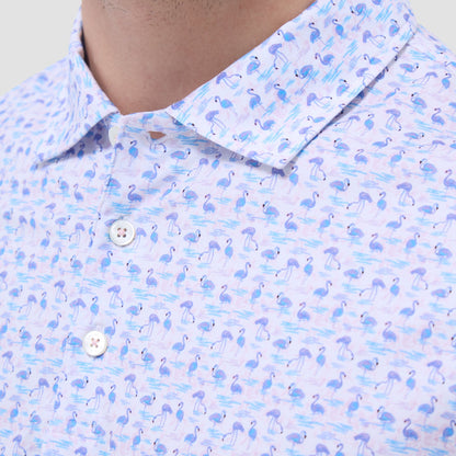Bugatchi Victor Flamingo OoohCotton® Polo Shirt Pink