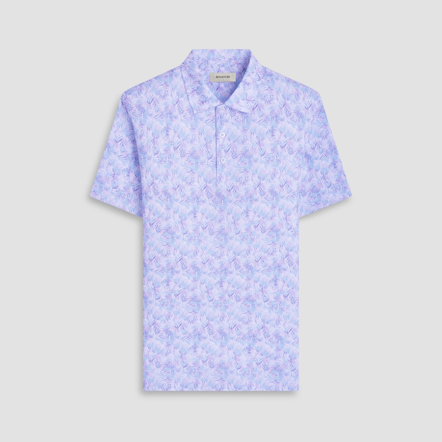 Bugatchi Victor Leaf Print OoohCotton® Polo Shirt Pink
