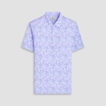 Bugatchi Victor Leaf Print OoohCotton® Polo Shirt Pink