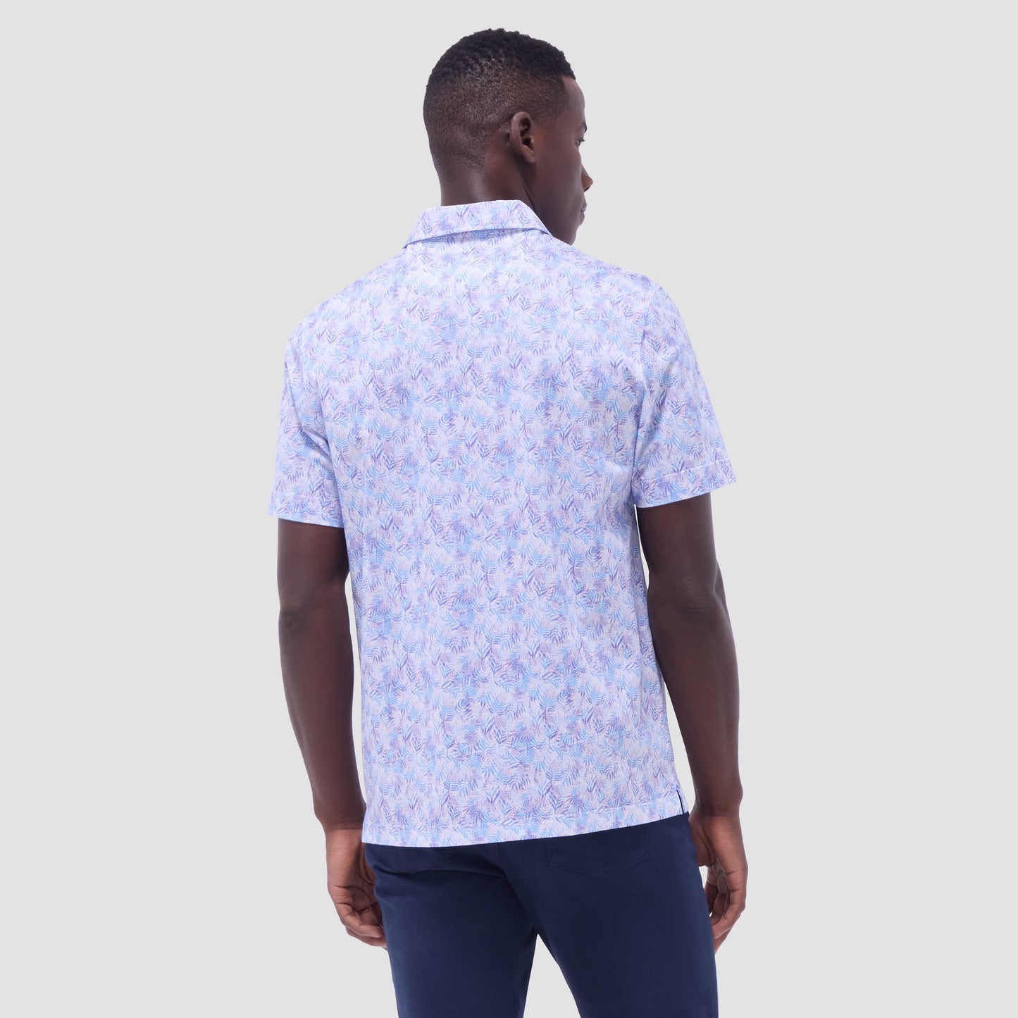 Bugatchi Victor Leaf Print OoohCotton® Polo Shirt Pink