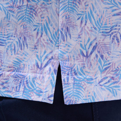Bugatchi Victor Leaf Print OoohCotton® Polo Shirt Pink