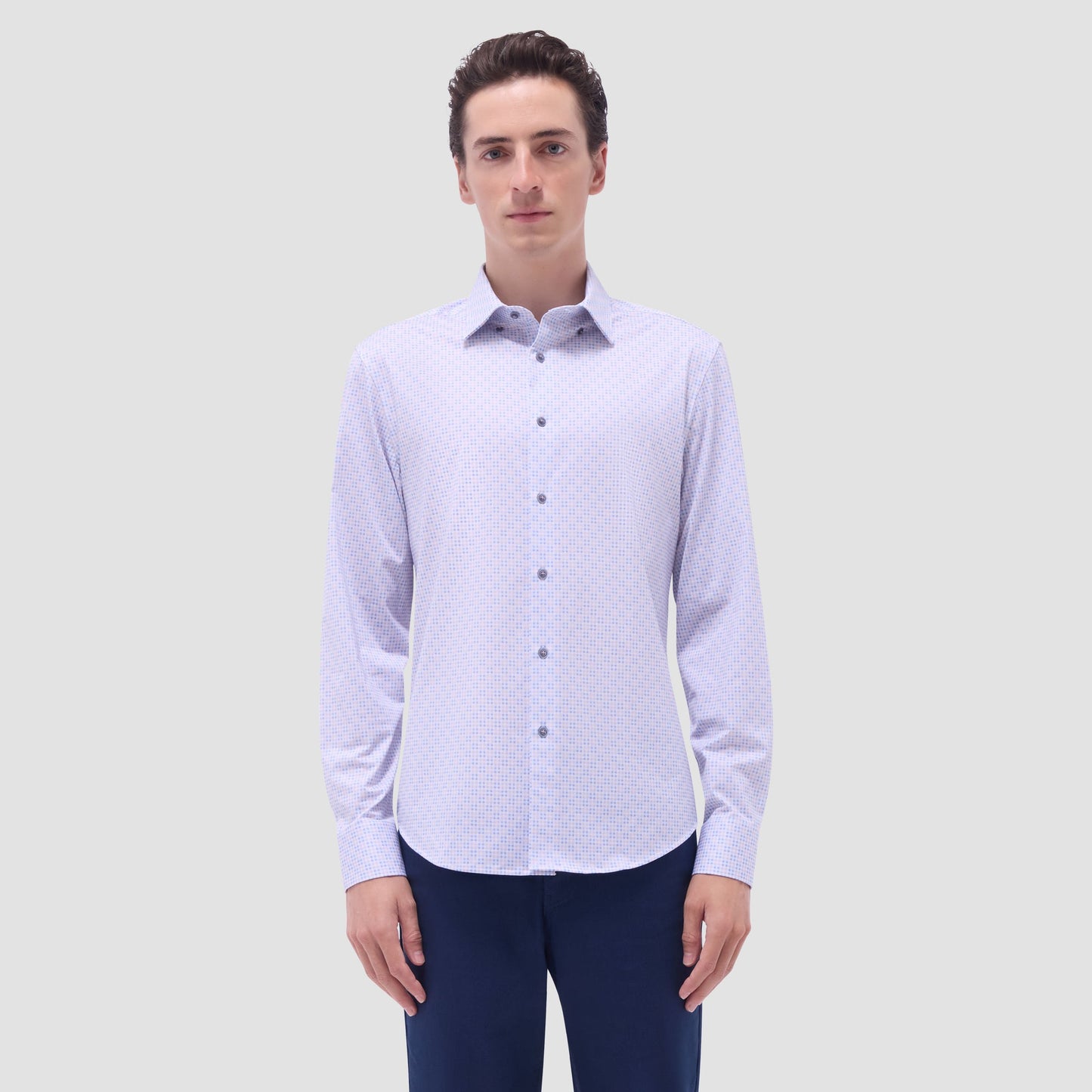 Bugatchi Jules Gingham Check OoohCotton® Shirt Dusty Pink