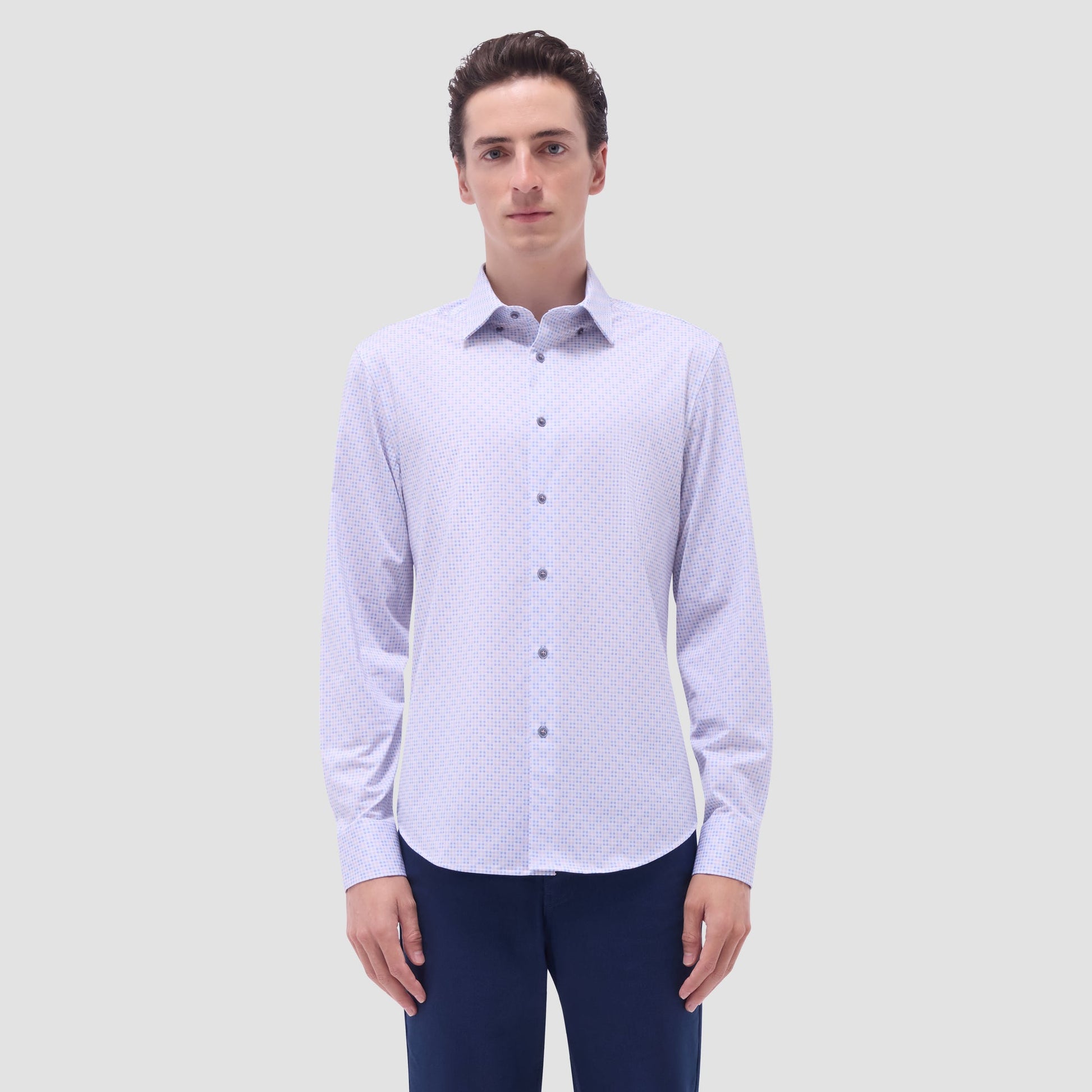 Bugatchi Jules Gingham Check OoohCotton® Shirt Dusty Pink