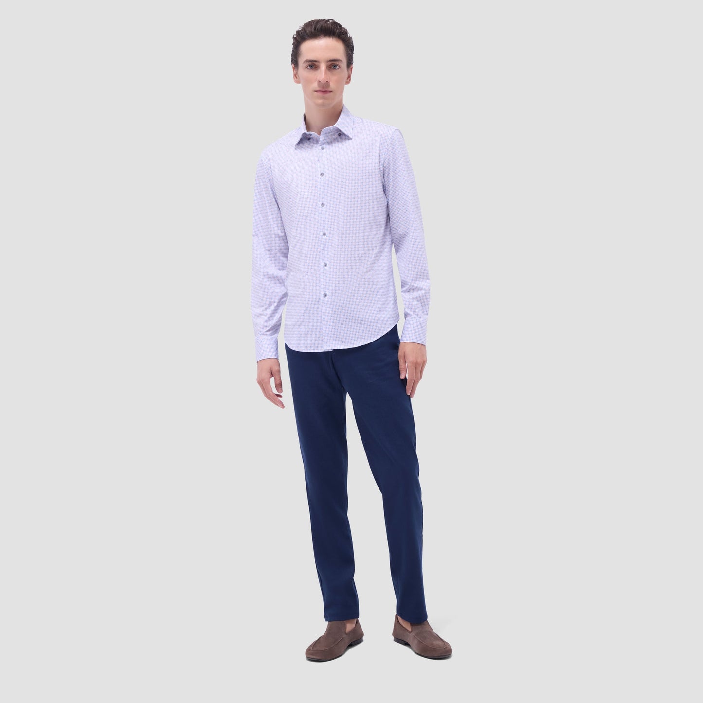 Bugatchi Jules Gingham Check OoohCotton® Shirt Dusty Pink