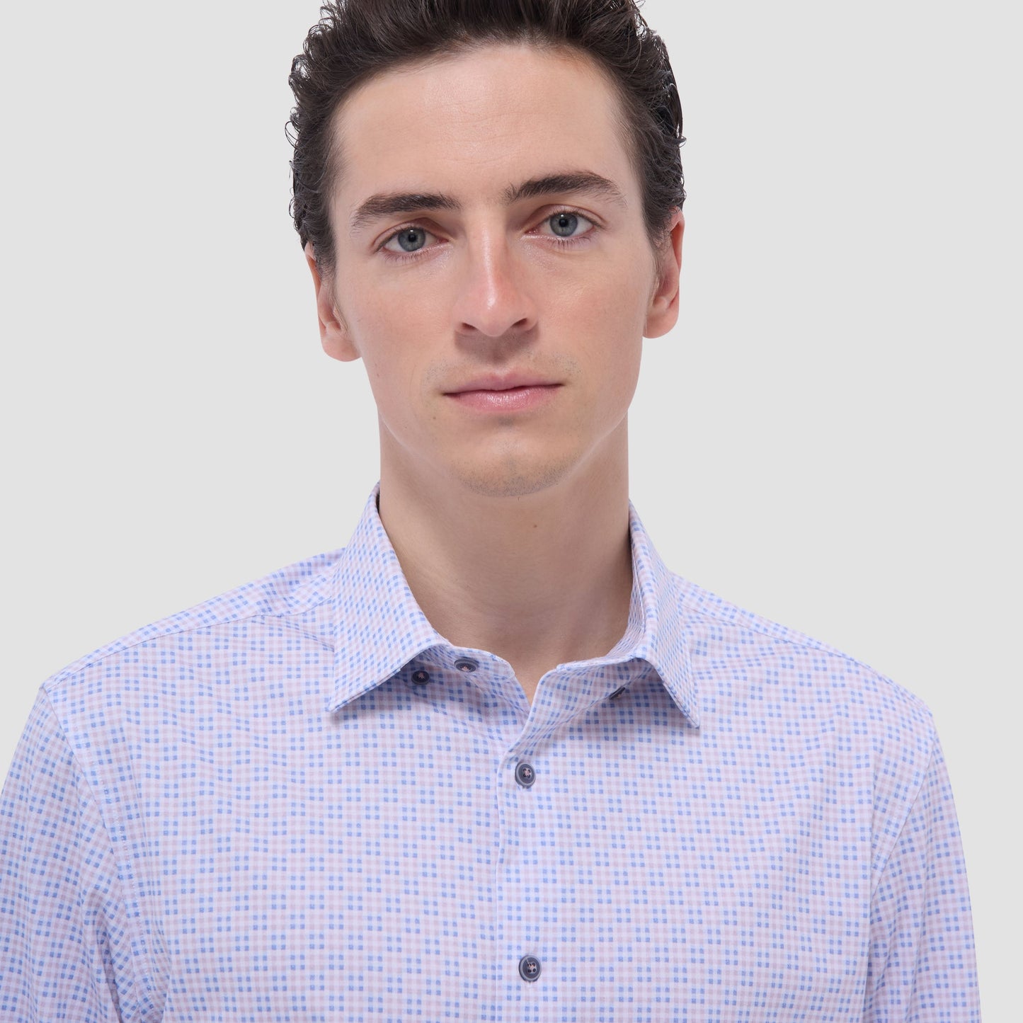 Bugatchi Jules Gingham Check OoohCotton® Shirt Dusty Pink