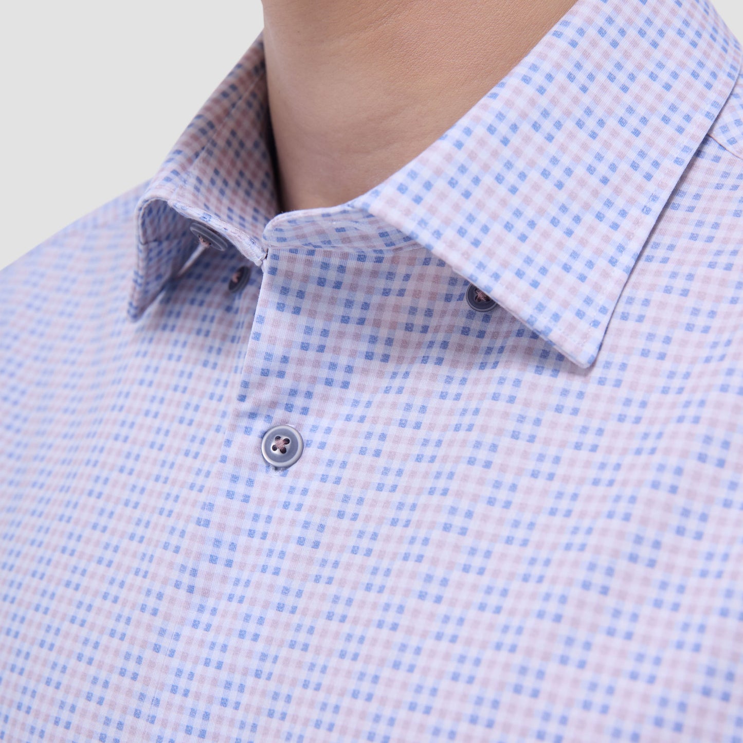 Bugatchi Jules Gingham Check OoohCotton® Shirt Dusty Pink