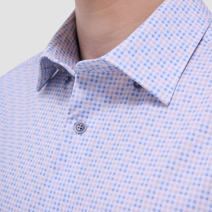 Bugatchi Jules Gingham Check OoohCotton® Shirt Dusty Pink