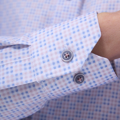 Bugatchi Jules Gingham Check OoohCotton® Shirt Dusty Pink
