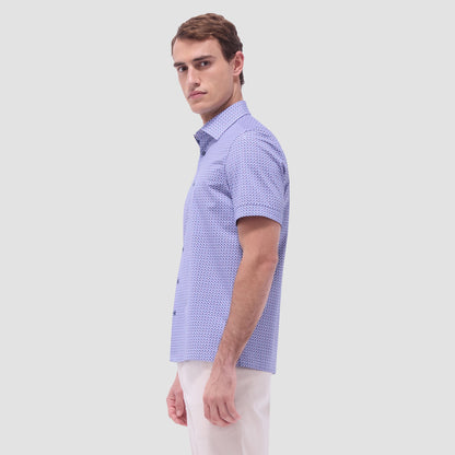 Bugatchi Milo Floral OoohCotton® Short-Sleeve Shirt Lilac