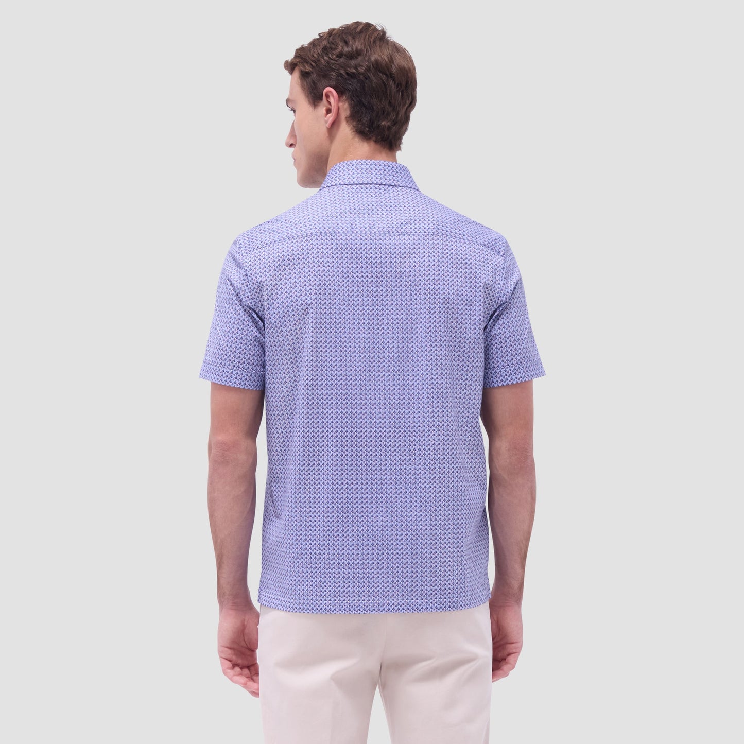 Bugatchi Milo Floral OoohCotton® Short-Sleeve Shirt Lilac