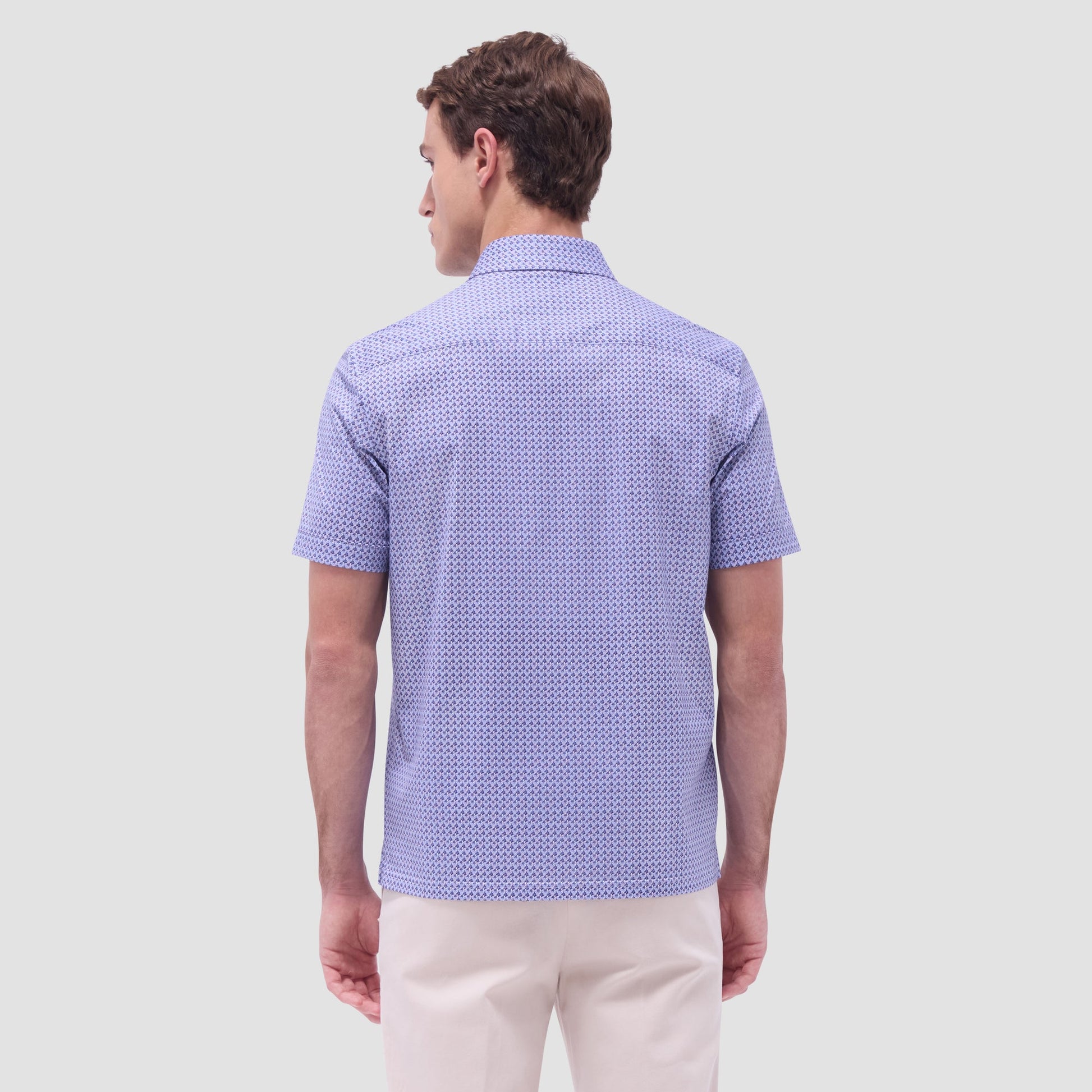 Bugatchi Milo Floral OoohCotton® Short-Sleeve Shirt Lilac