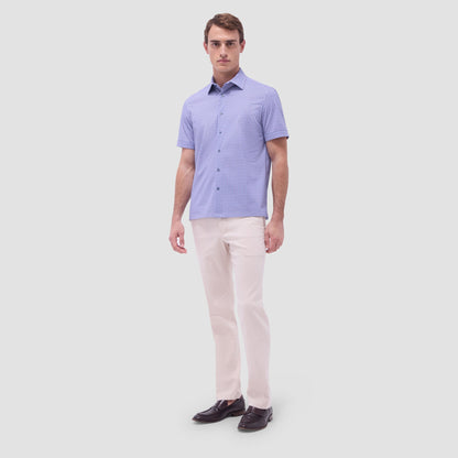 Bugatchi Milo Floral OoohCotton® Short-Sleeve Shirt Lilac