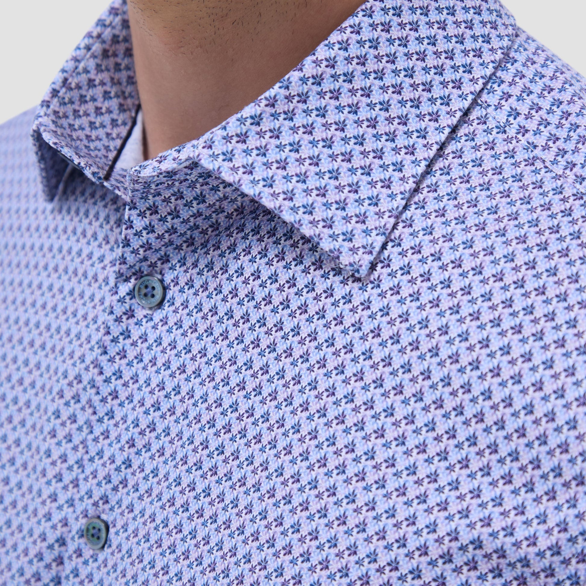 Bugatchi Milo Floral OoohCotton® Short-Sleeve Shirt Lilac