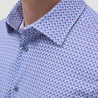 Bugatchi Milo Floral OoohCotton® Short-Sleeve Shirt Lilac