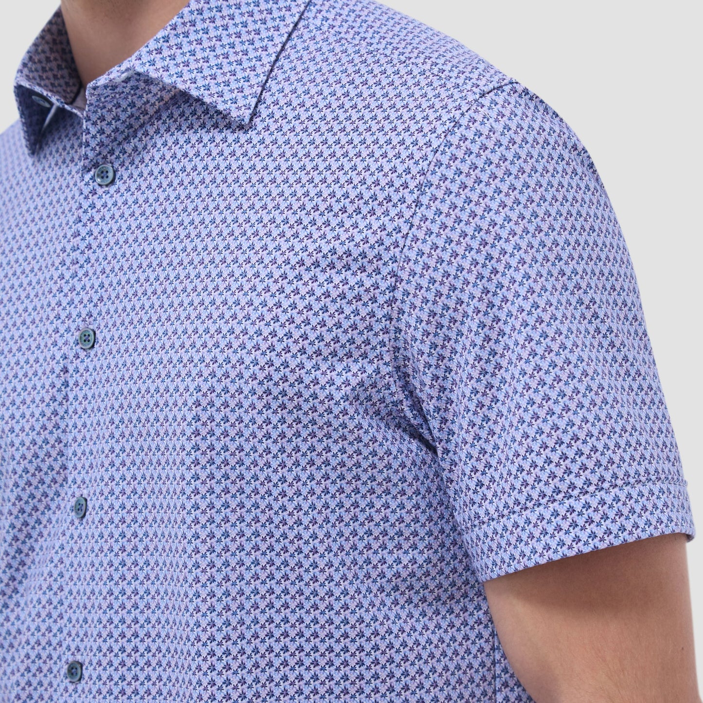 Bugatchi Milo Floral OoohCotton® Short-Sleeve Shirt Lilac