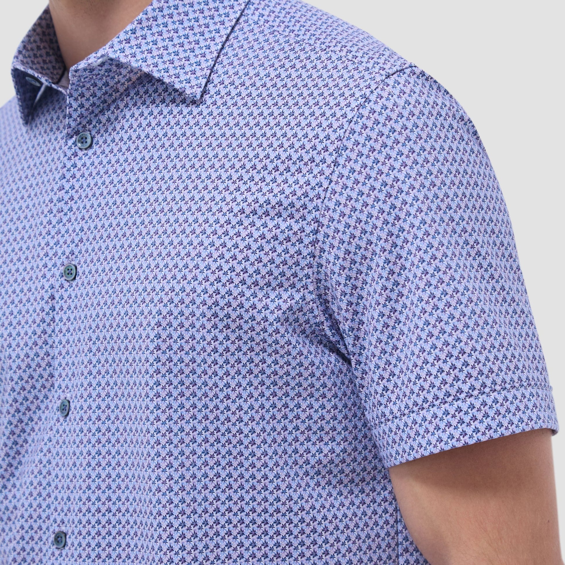 Bugatchi Milo Floral OoohCotton® Short-Sleeve Shirt Lilac