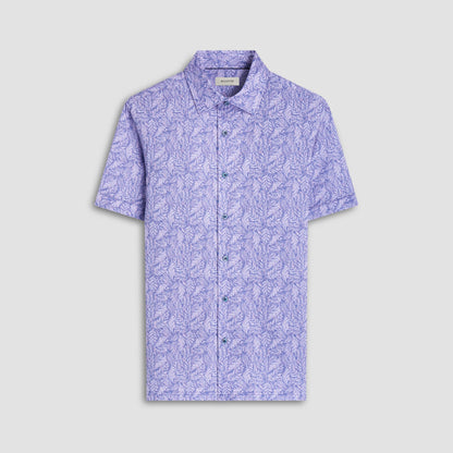 Bugatchi Milo Leaf Print OoohCotton® Short-Sleeve Shirt Lilac