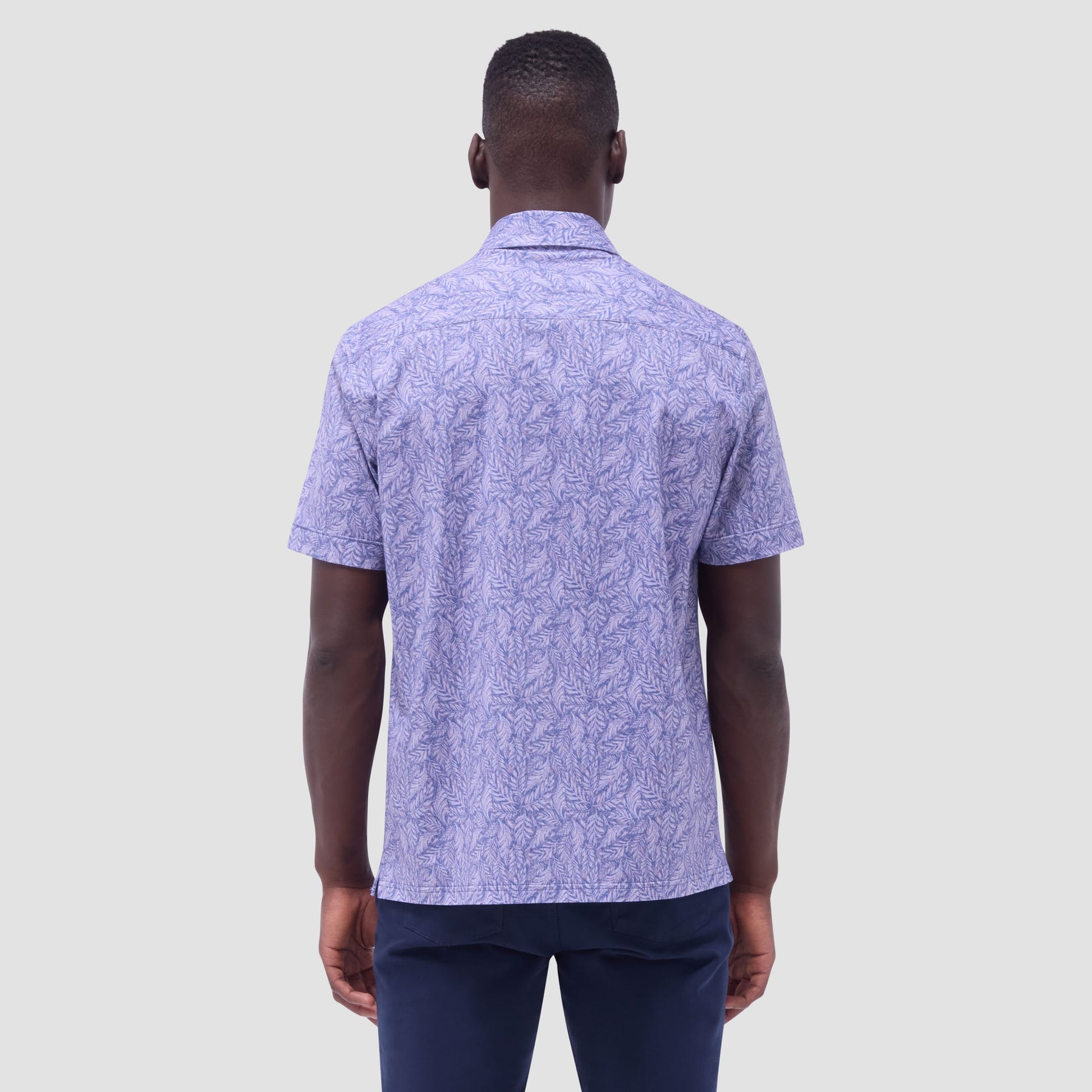 Bugatchi Milo Leaf Print OoohCotton® Short-Sleeve Shirt Lilac