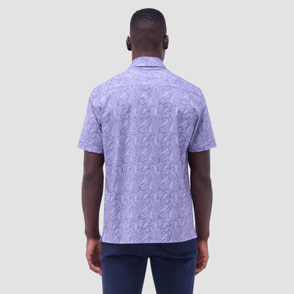 Bugatchi Milo Leaf Print OoohCotton® Short-Sleeve Shirt Lilac