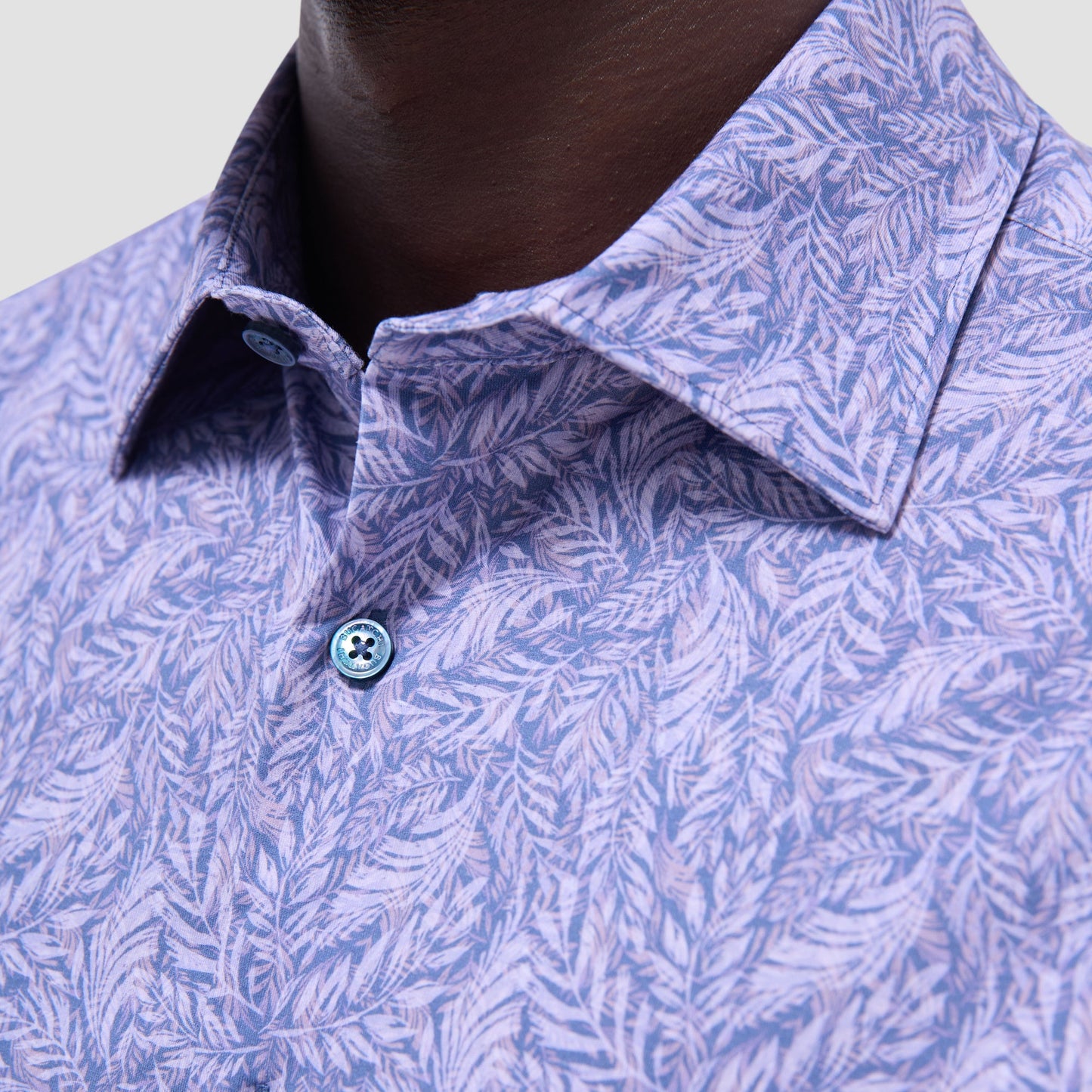 Bugatchi Milo Leaf Print OoohCotton® Short-Sleeve Shirt Lilac