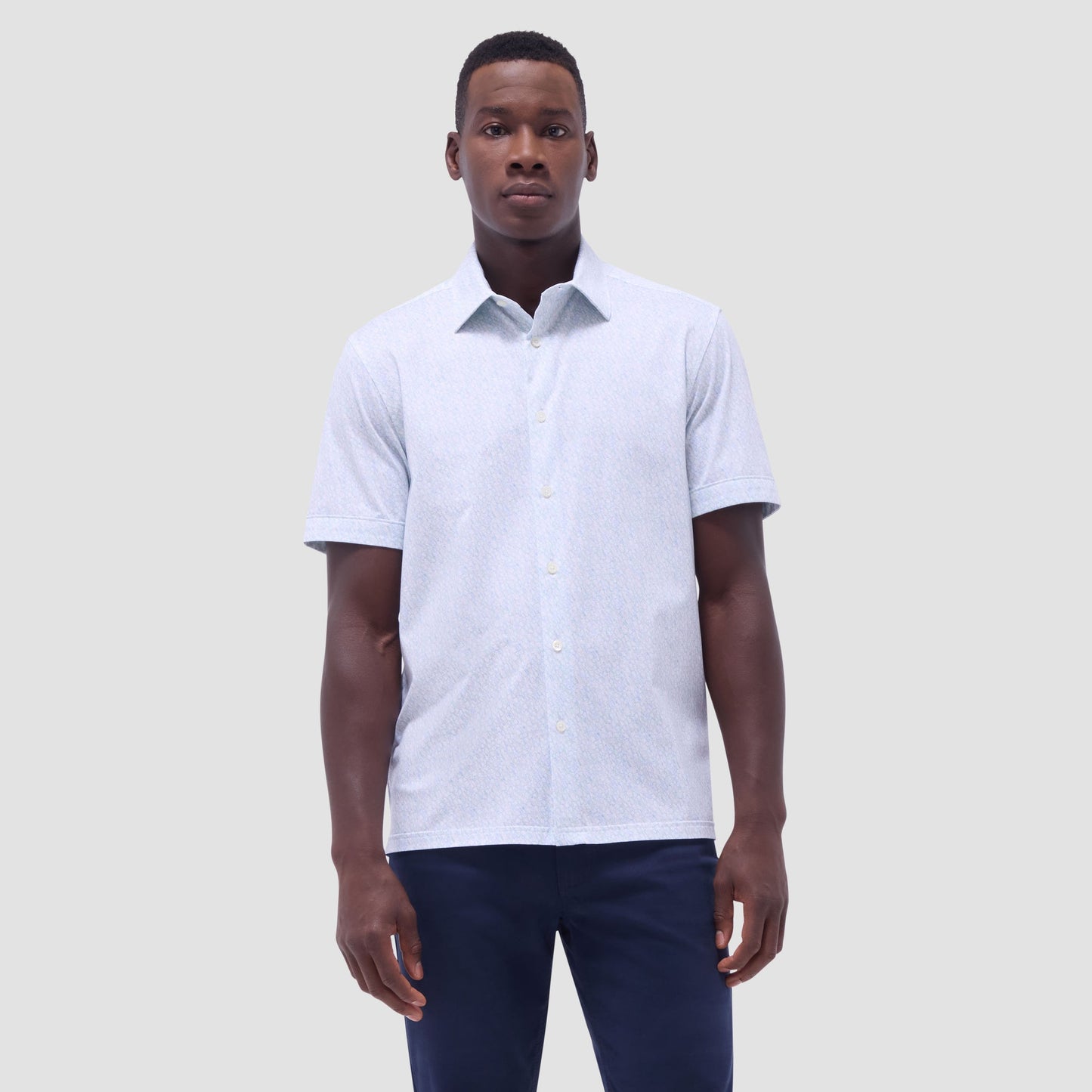 Bugatchi Milo Guitar OoohCotton® Short-Sleeve Shirt Menthol