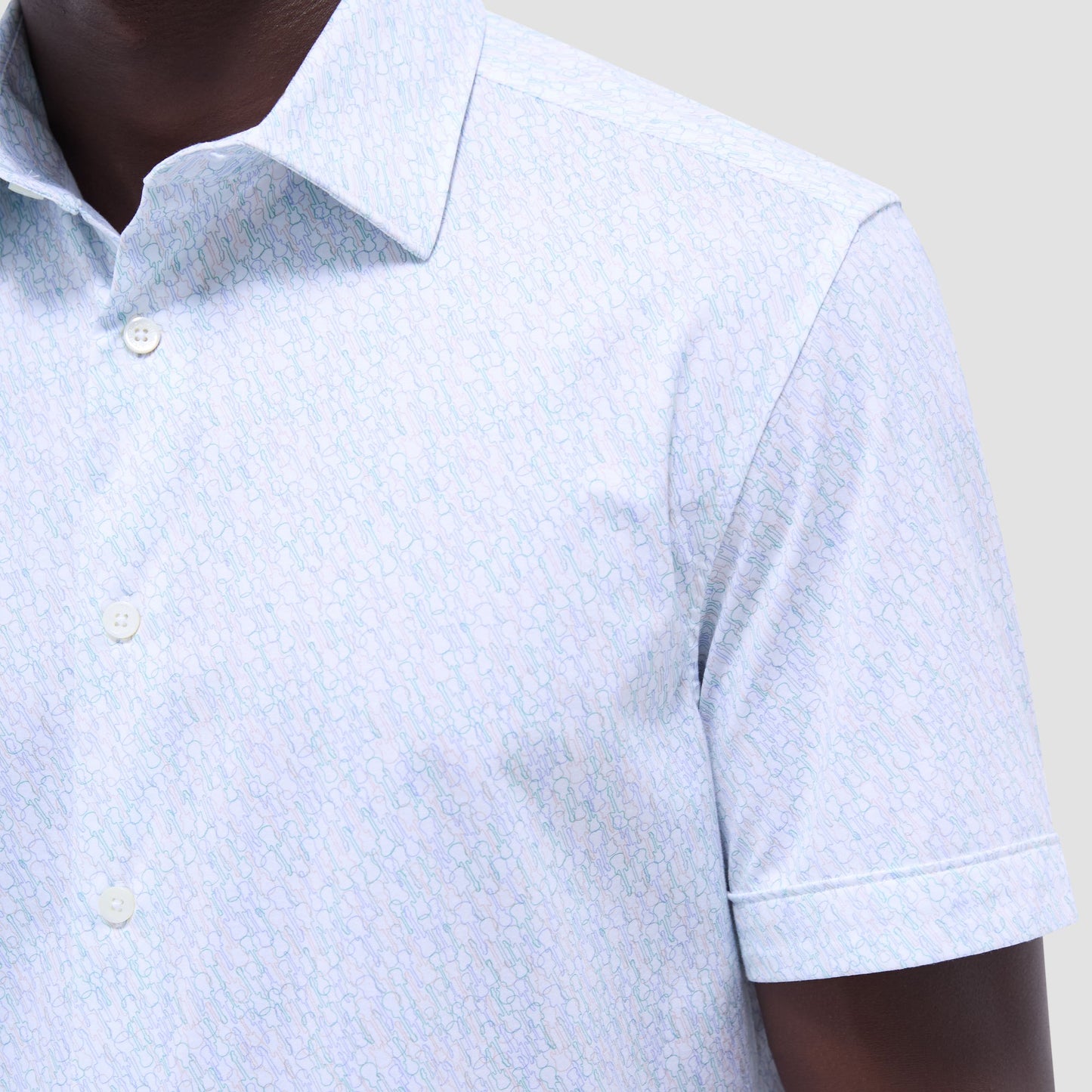 Bugatchi Milo Guitar OoohCotton® Short-Sleeve Shirt Menthol