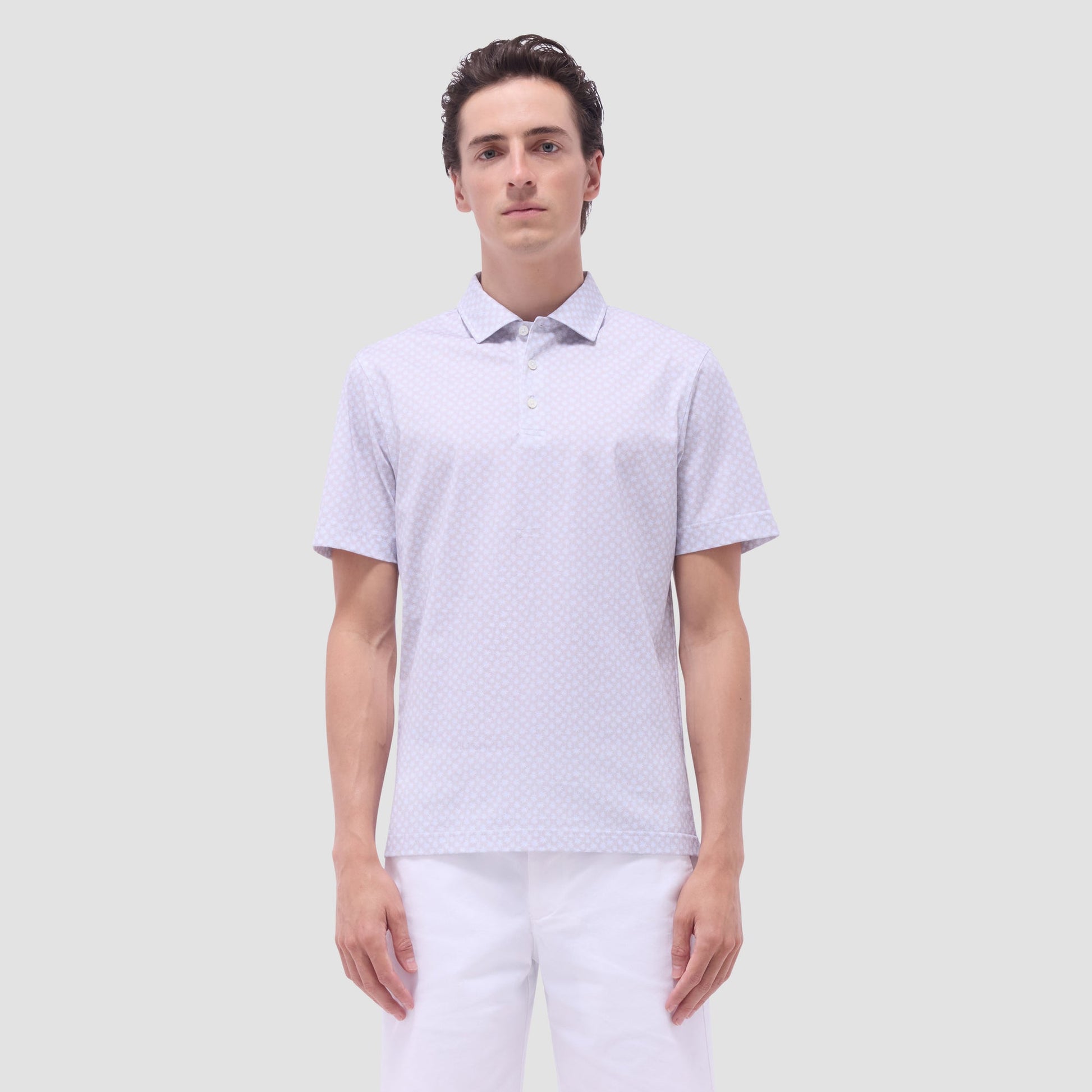 Bugatchi Victor Palm Tree OoohCotton® Polo Shirt Sand