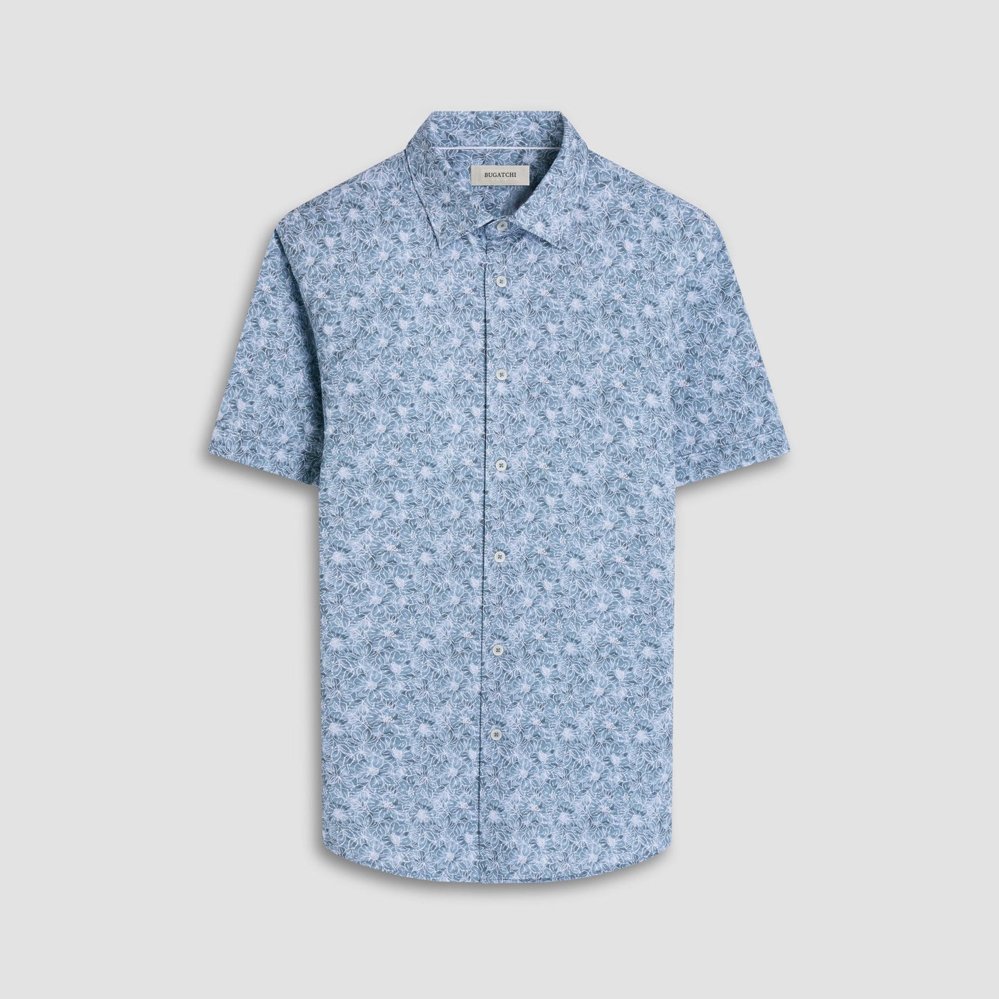 Bugatchi Miles Floral OoohCotton® Short-Sleeve Shirt Shark