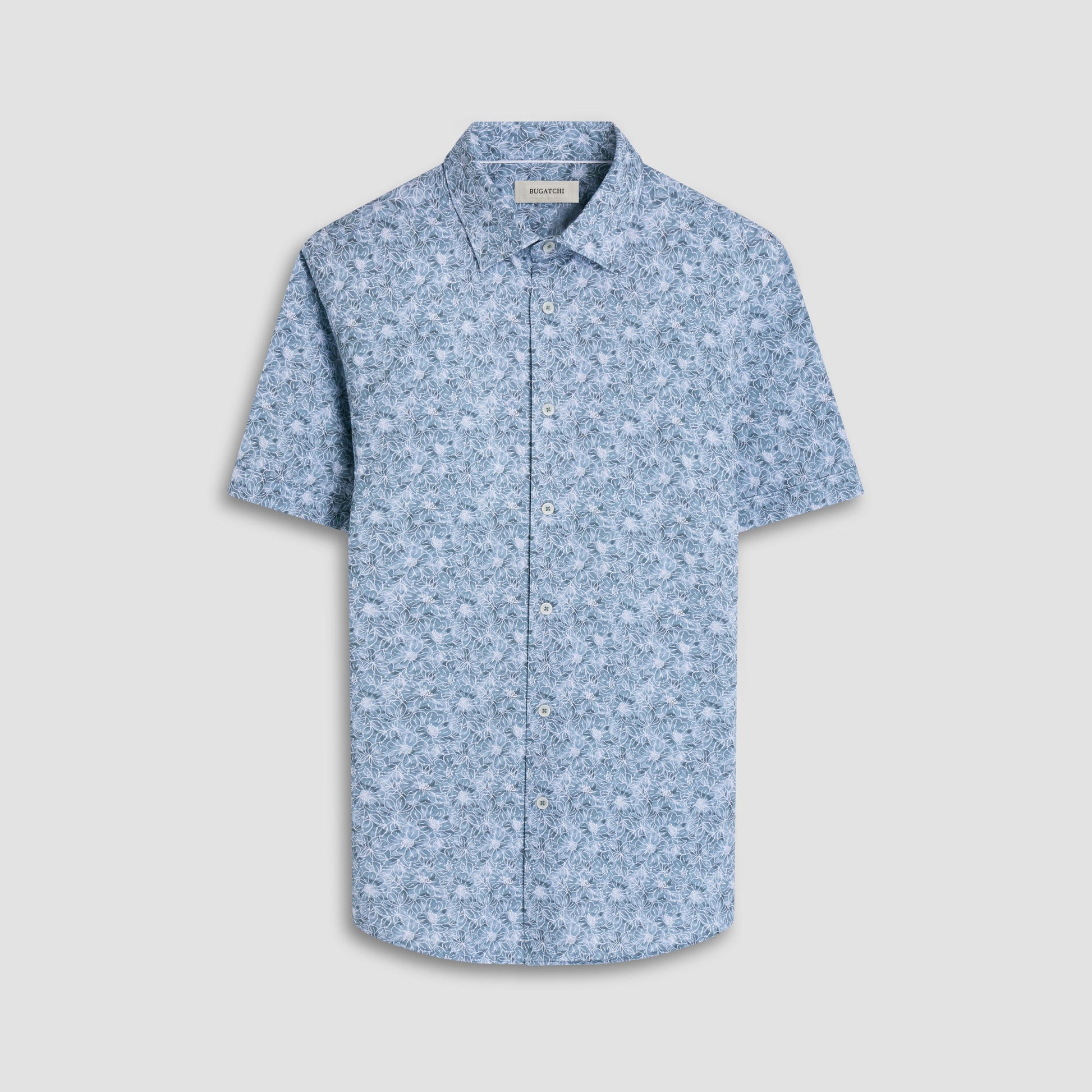 Bugatchi Miles Floral OoohCotton® Short-Sleeve Shirt Shark
