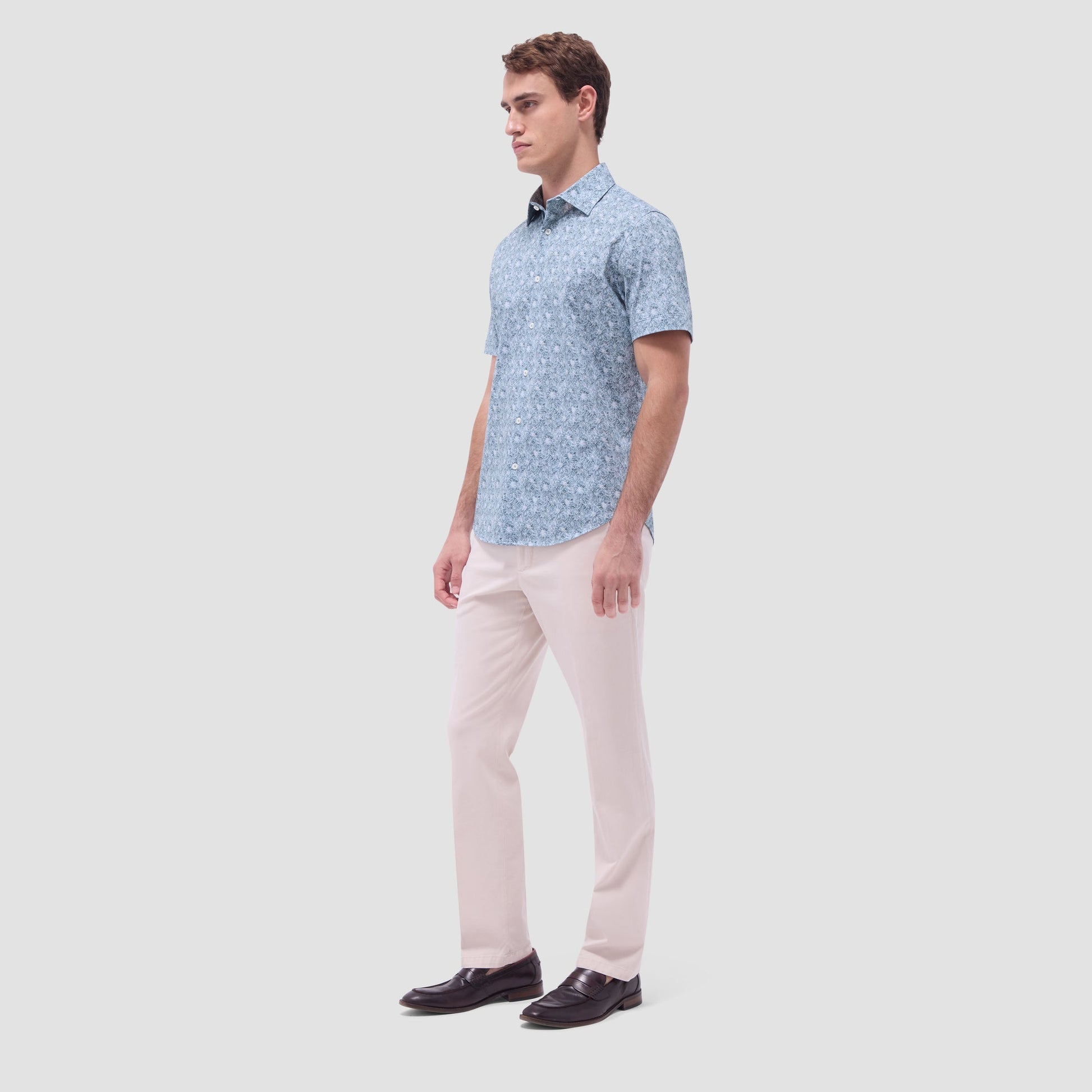 Bugatchi Miles Floral OoohCotton® Short-Sleeve Shirt Shark