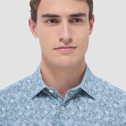 Bugatchi Miles Floral OoohCotton® Short-Sleeve Shirt Shark