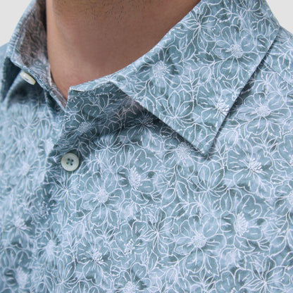 Bugatchi Miles Floral OoohCotton® Short-Sleeve Shirt Shark