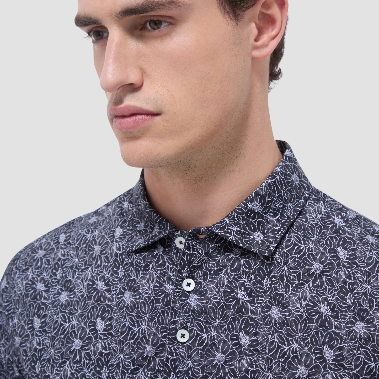 Bugatchi Victor Floral OoohCotton® Polo Shirt Black