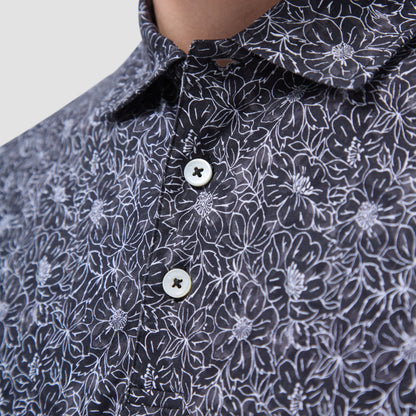 Bugatchi Victor Floral OoohCotton® Polo Shirt Black