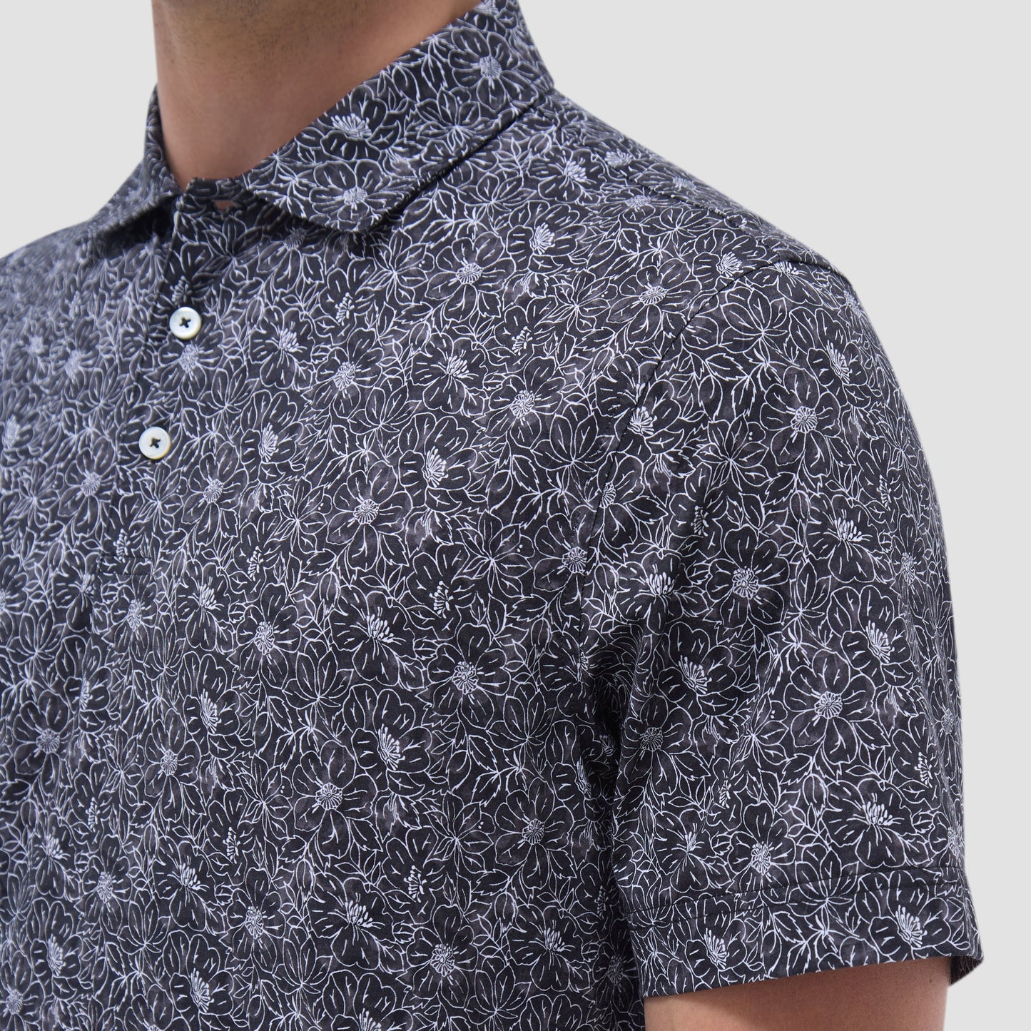 Bugatchi Victor Floral OoohCotton® Polo Shirt Black