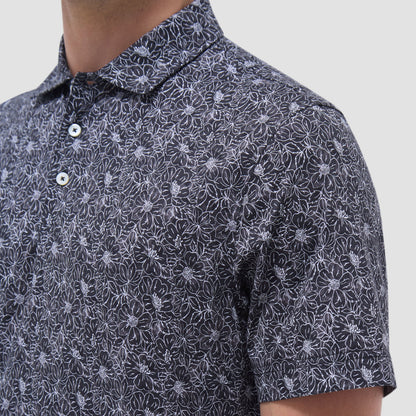 Bugatchi Victor Floral OoohCotton® Polo Shirt Black