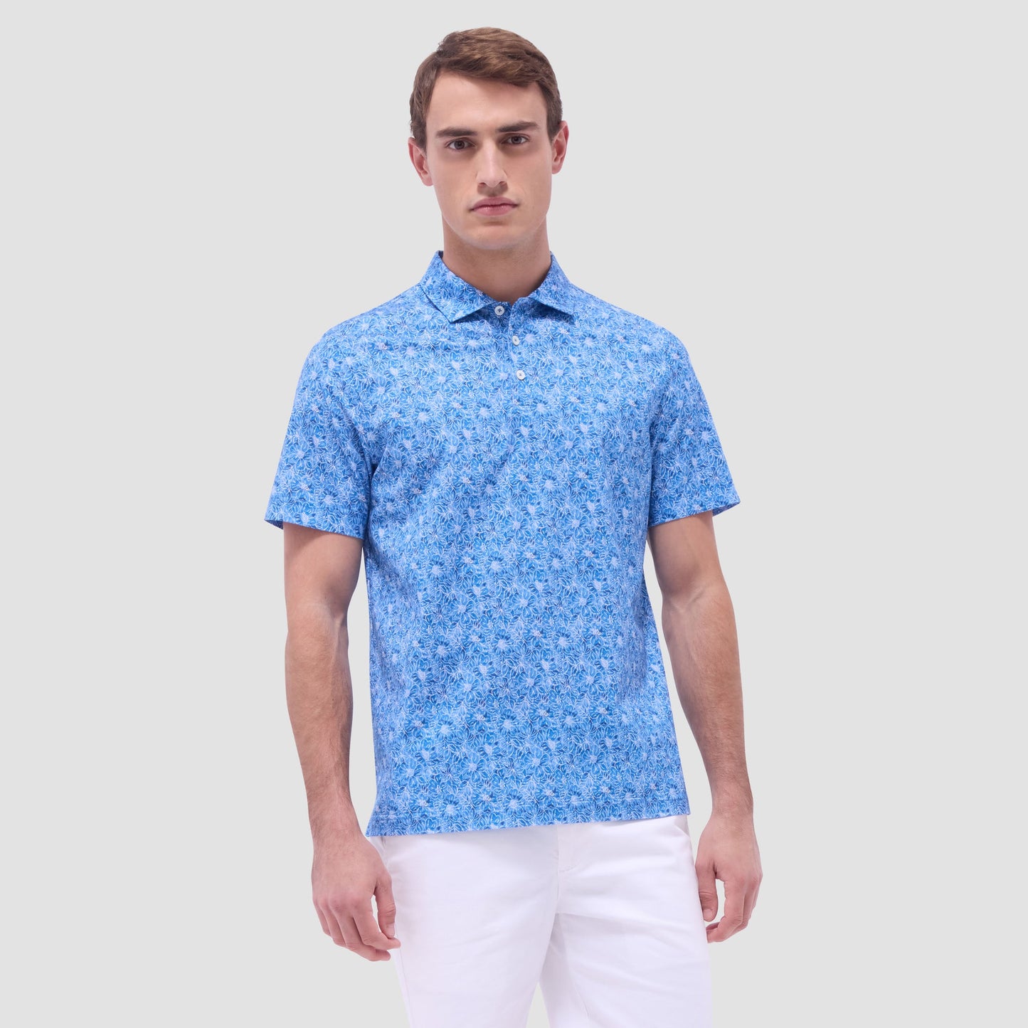 Bugatchi Victor Floral OoohCotton® Polo Shirt Classic Blue