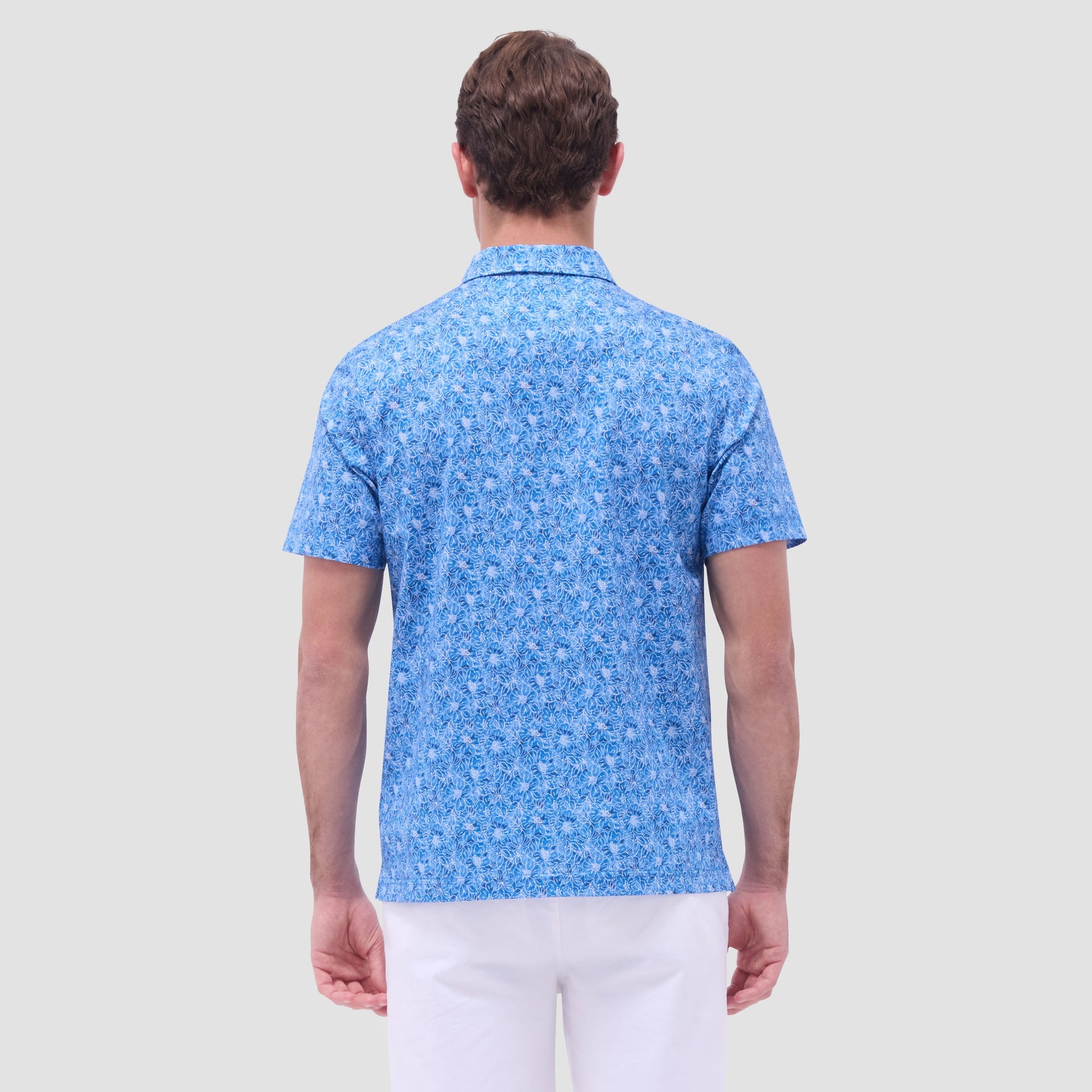 Bugatchi Victor Floral OoohCotton® Polo Shirt Classic Blue