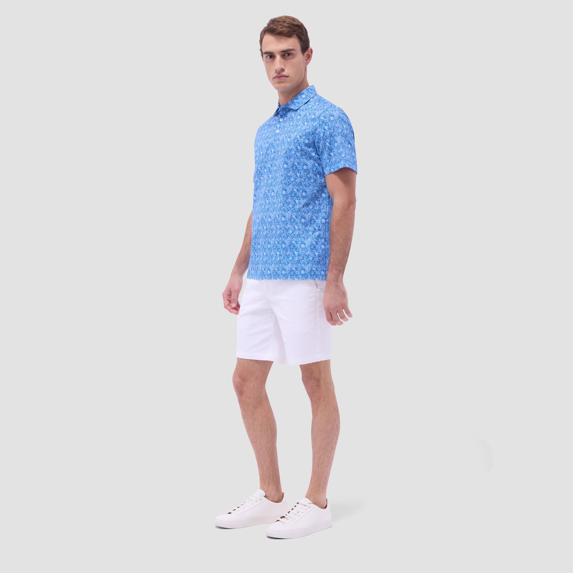 Bugatchi Victor Floral OoohCotton® Polo Shirt Classic Blue