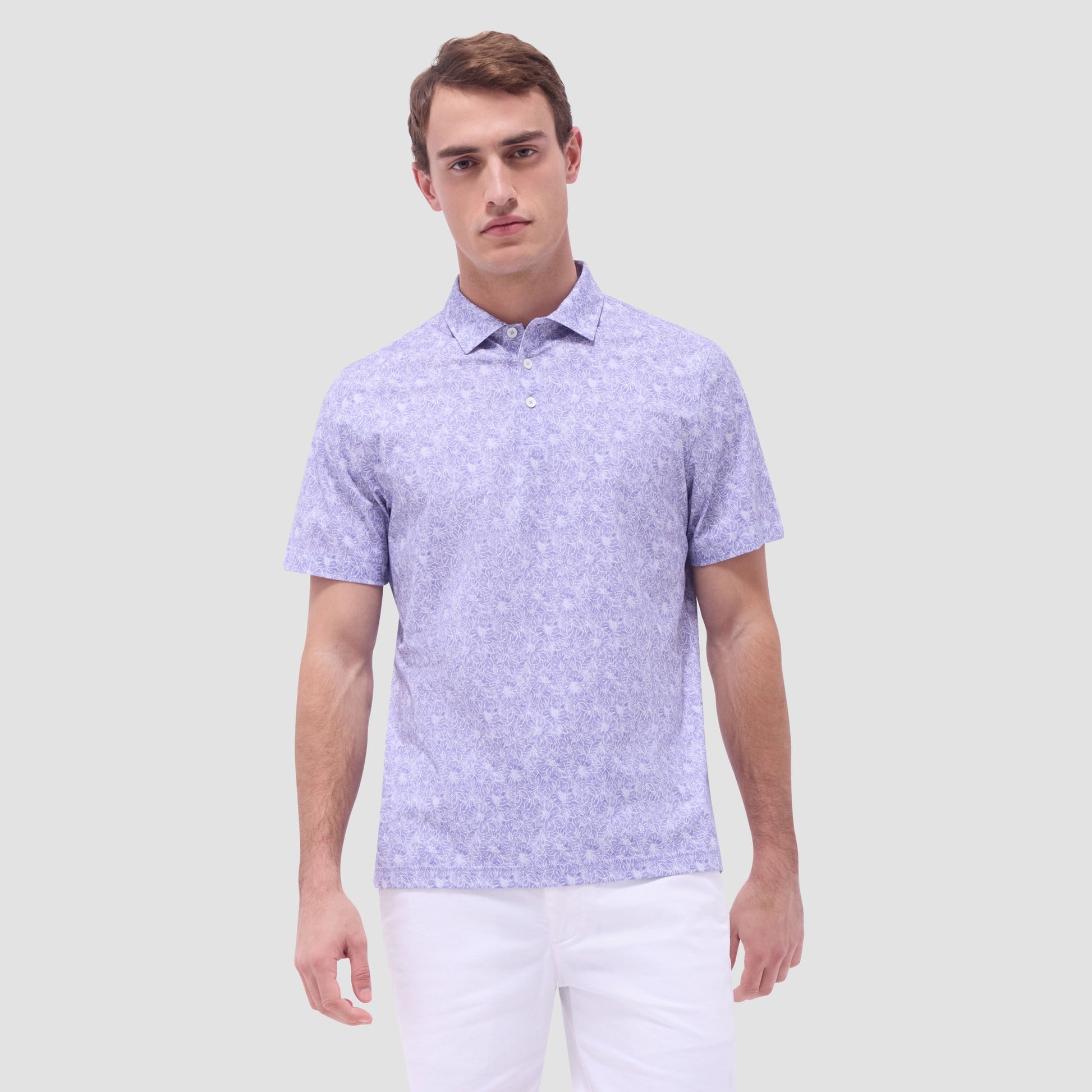 Bugatchi Victor Floral OoohCotton® Polo Shirt Lilac