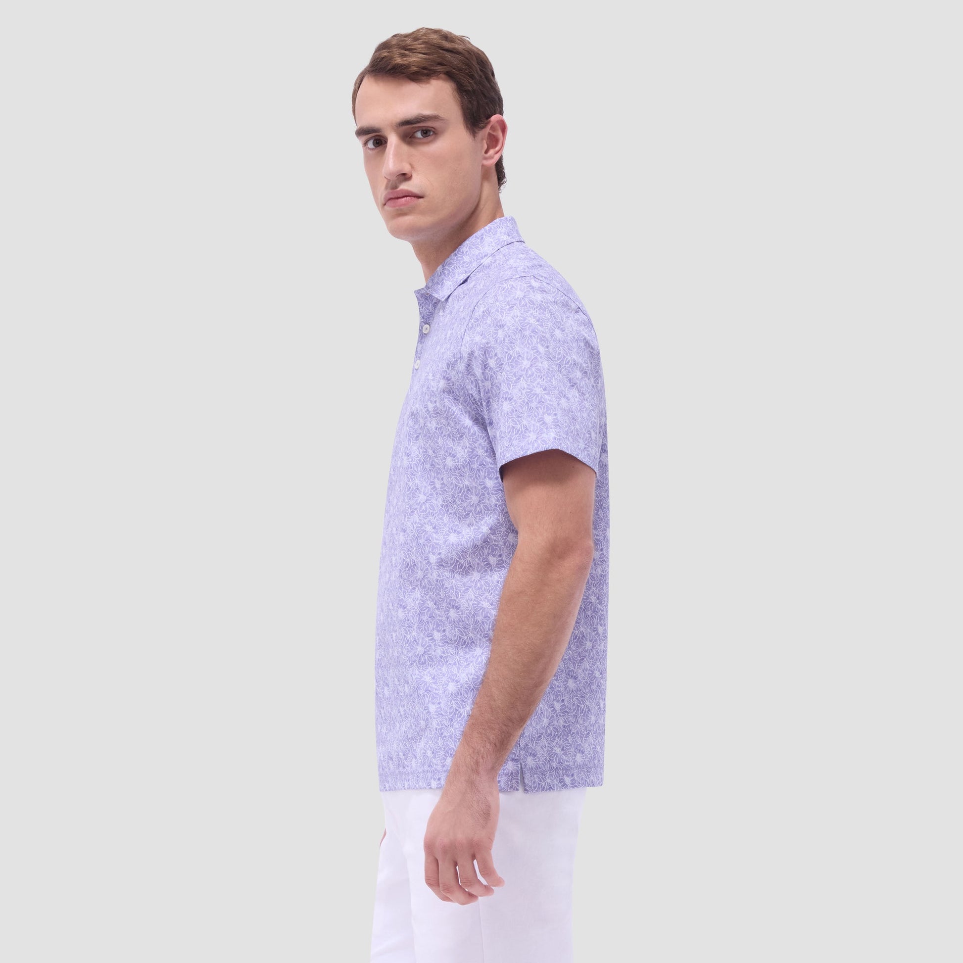 Bugatchi Victor Floral OoohCotton® Polo Shirt Lilac
