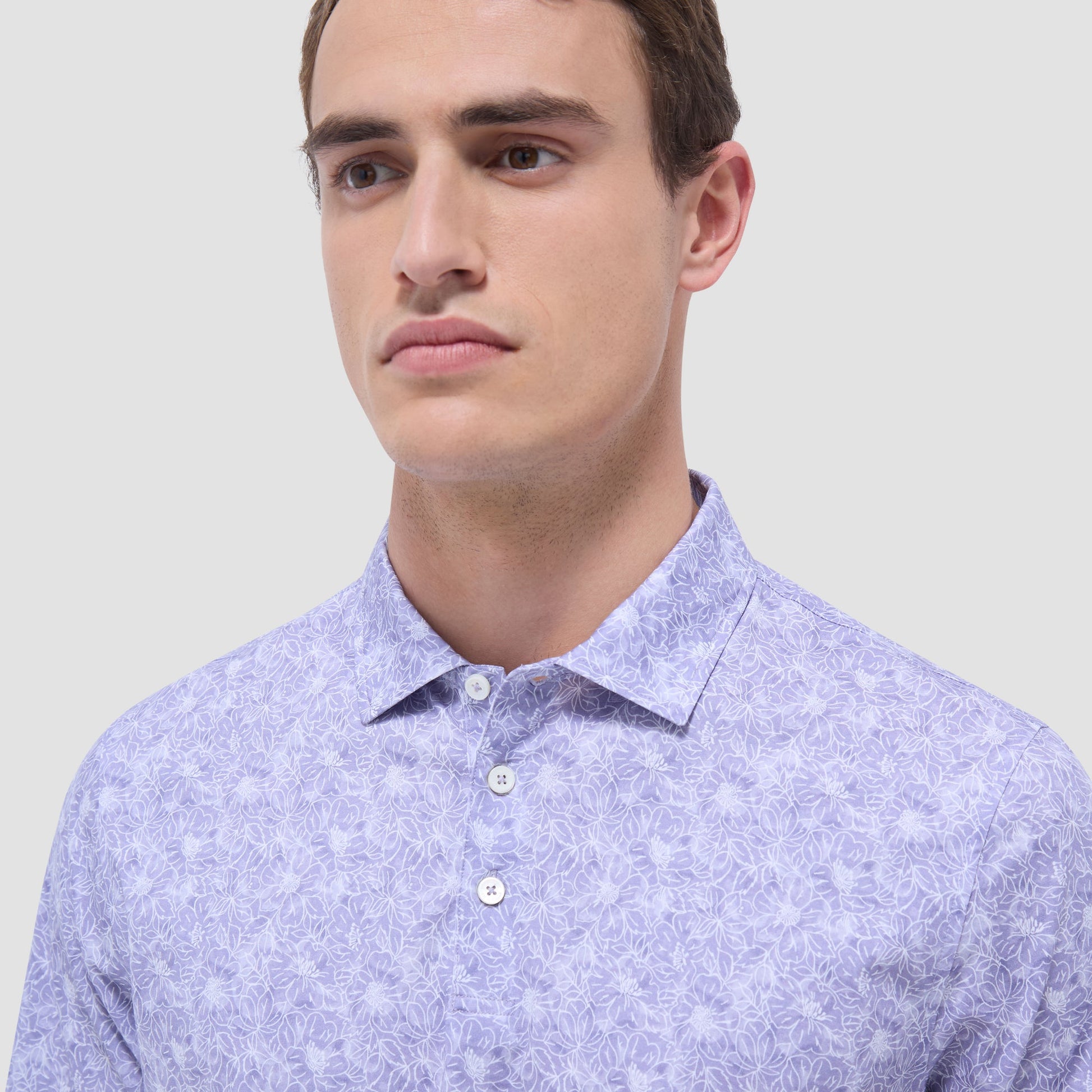 Bugatchi Victor Floral OoohCotton® Polo Shirt Lilac